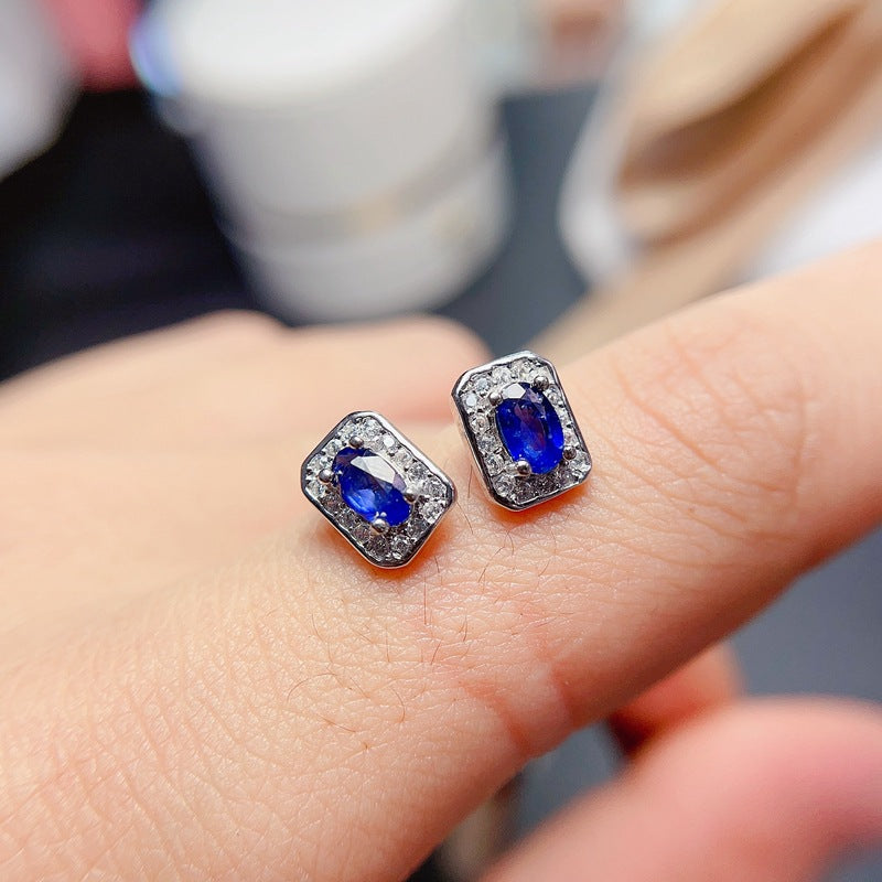 S925 Natural Sapphire Earrings