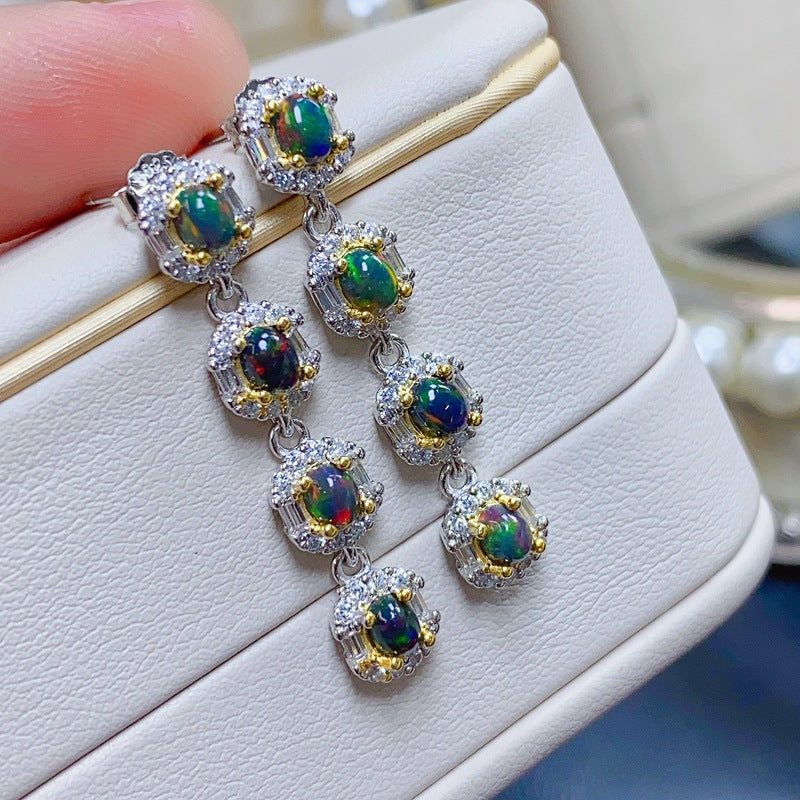 S925 Simple Delicate Opal Earrings
