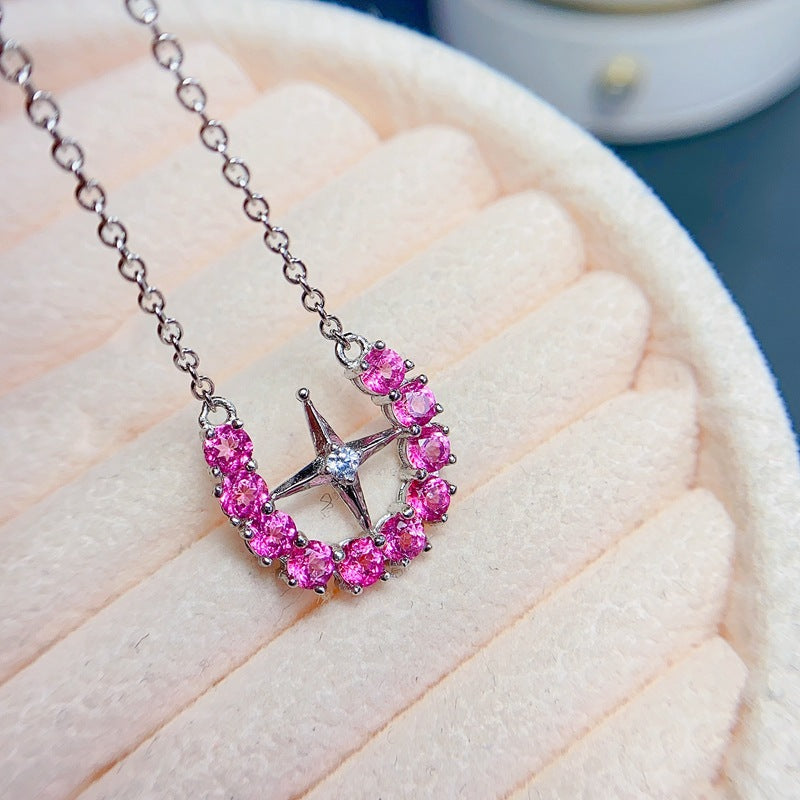 S925 Natural Pink Topaz Necklace