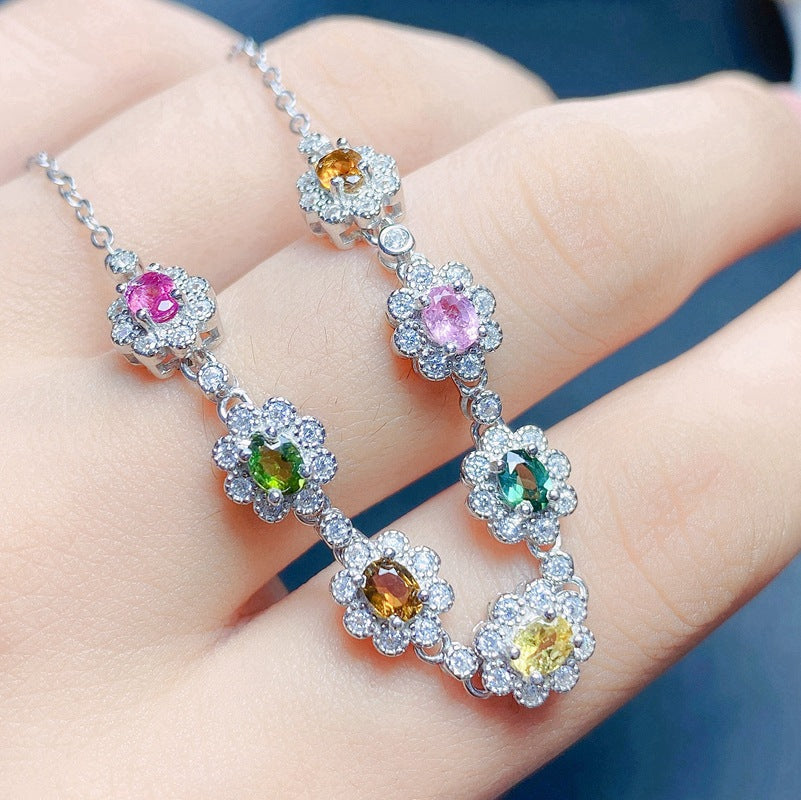 S925 Natural Pink Tourmaline Bracelet