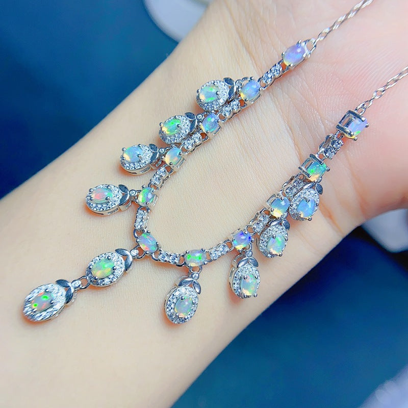 S925 Natural Opal Necklace