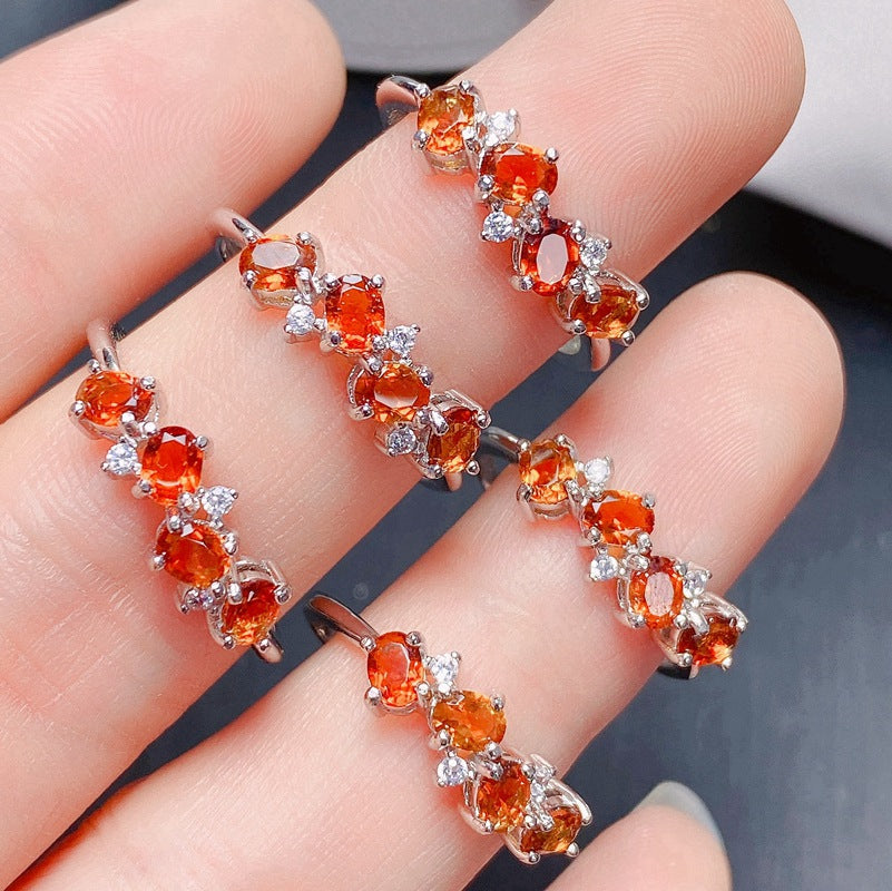 S925 Simple Little Fresh Natural Fanta Citrine Ring