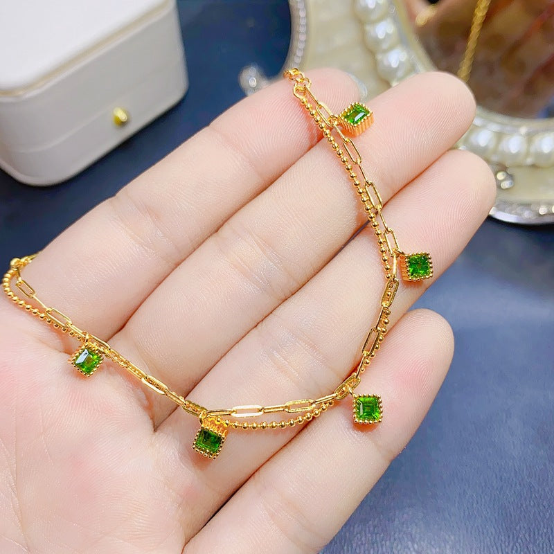 S925 Fresh and Simple Natural Tourmaline Bracelet