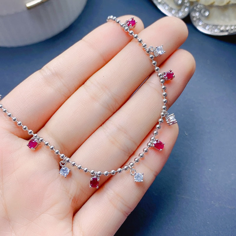 S925 Natural Pink Tourmaline Bracelet