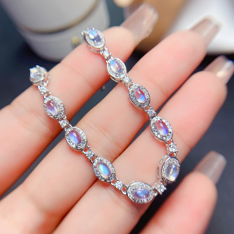 S925 Natural Moonstone Bracelet