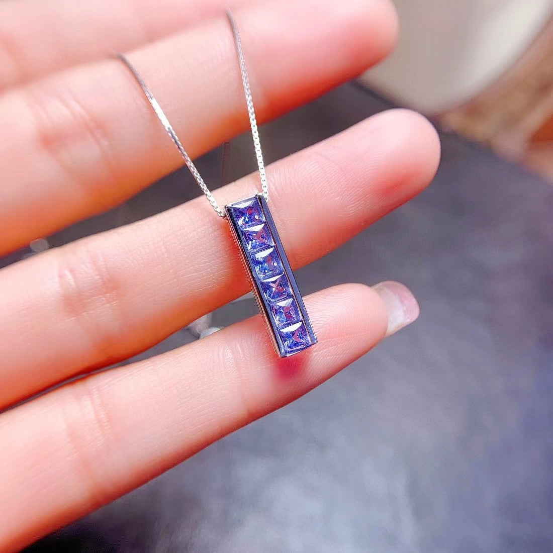 S925 Small Fresh Fashion Natural Tanzanite Evening Gift Necklace