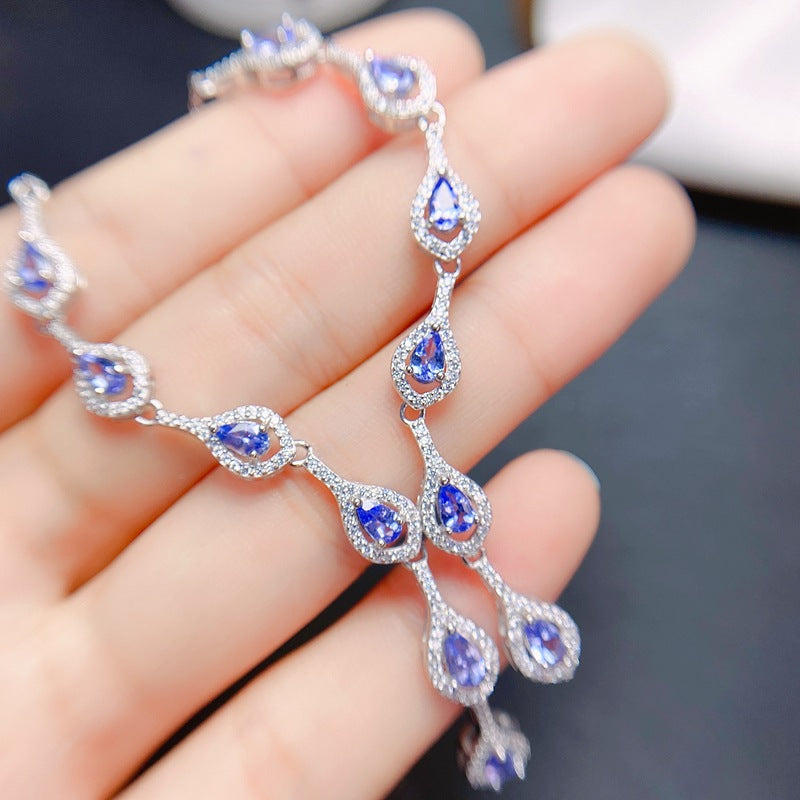 S925 Fashion Natural Tanzanite Evening Necklace