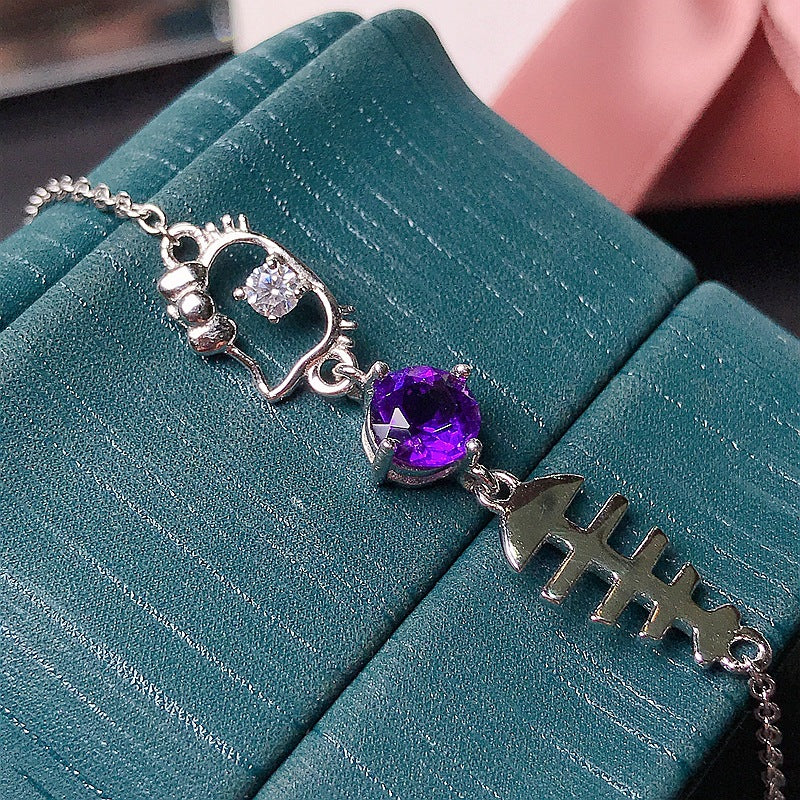 S925 New Bracelet 925 Silver with Amethysts