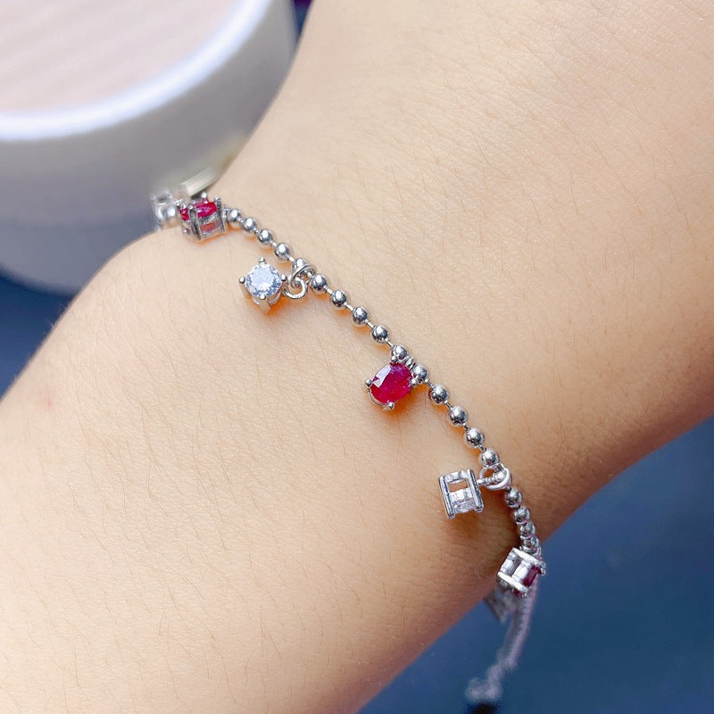 S925 Natural Pink Tourmaline Bracelet