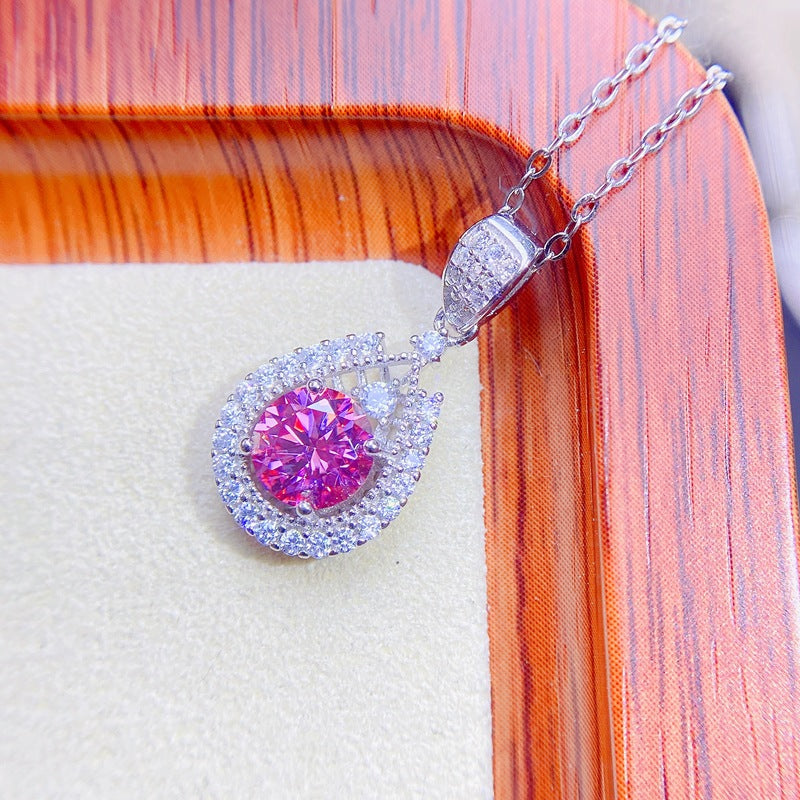 S925 Pink Moissanite Pendant (1 ct)