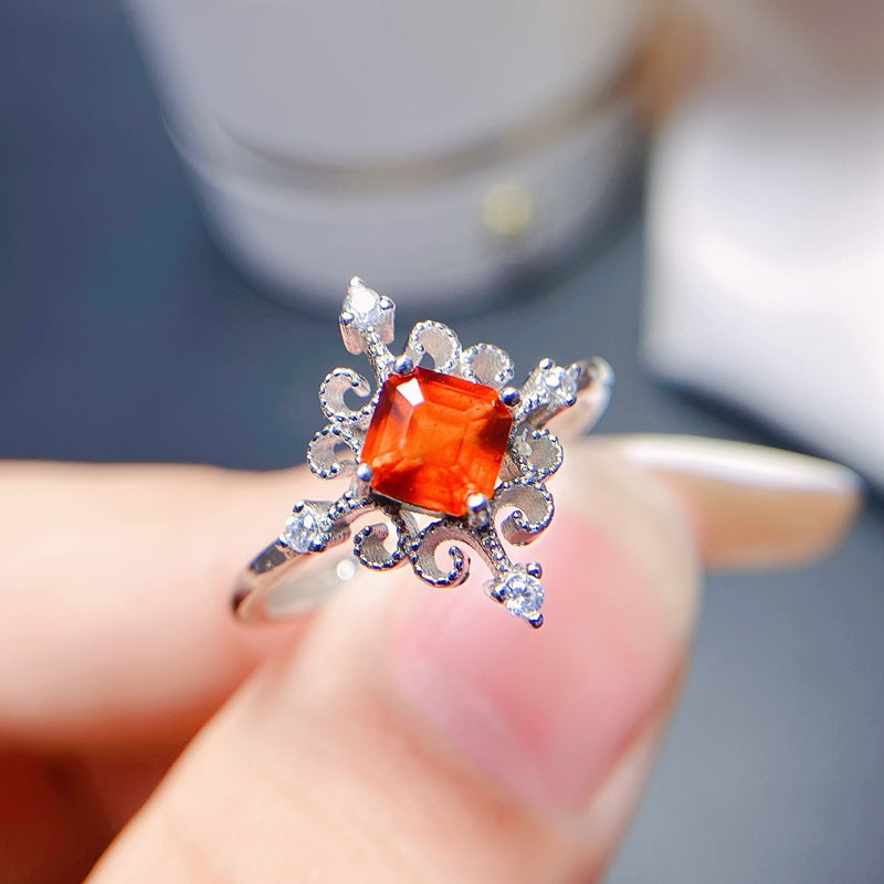 S925 Women's Natural Fanta Garnet Ring