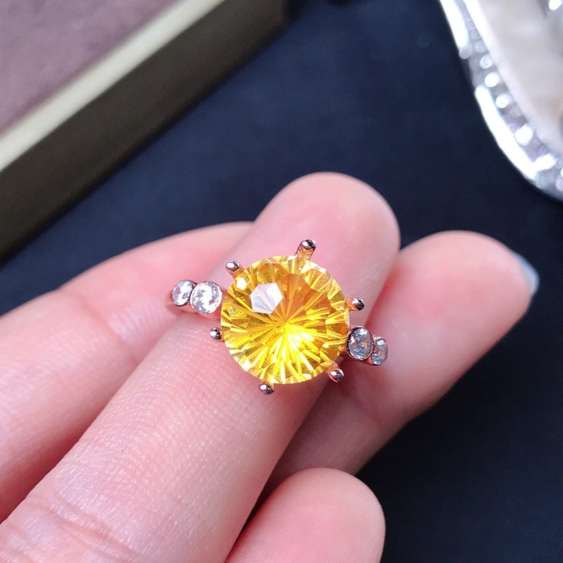 S925 Firework Citrine Ring