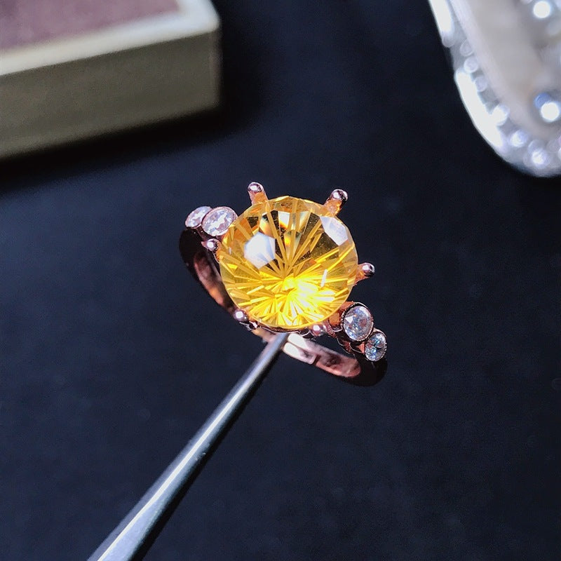 S925 Firework Citrine Ring