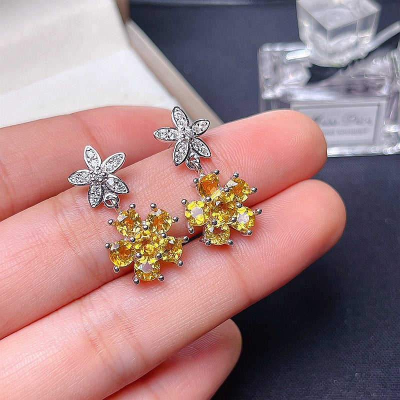 S925 new on new fireworks citrine earrings