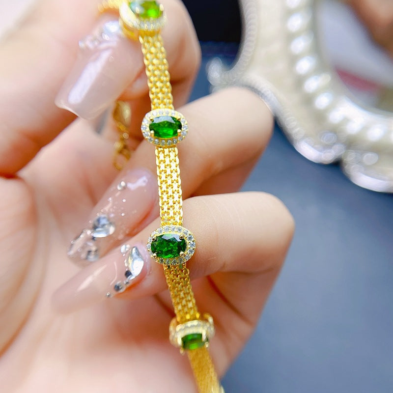 S925 Small Fresh Natural Tourmaline Bracelet