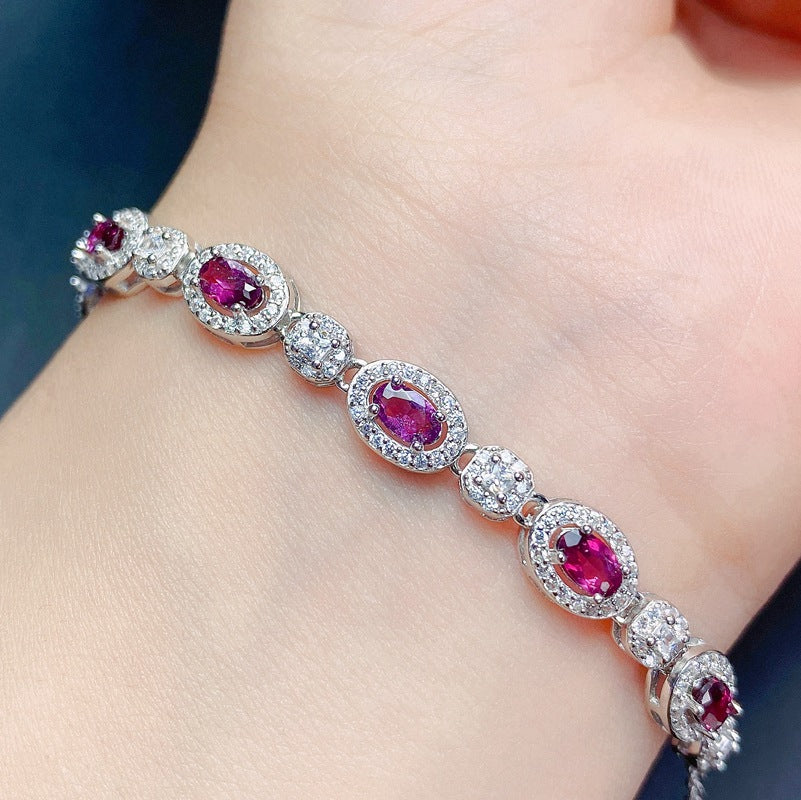 S925 Simple Magnesia Garnet Bracelet