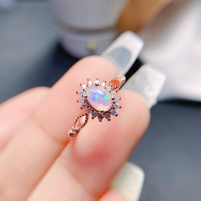 S925 Natural Opal Women's Ring