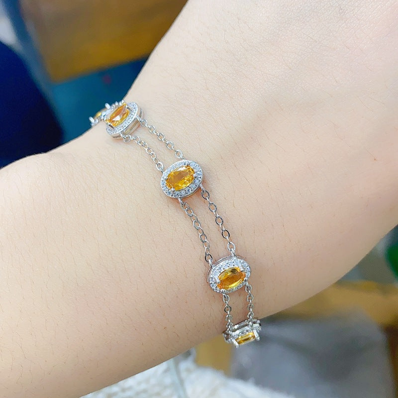 S925 Fashion Bracelet Natural Citrine Bracelet