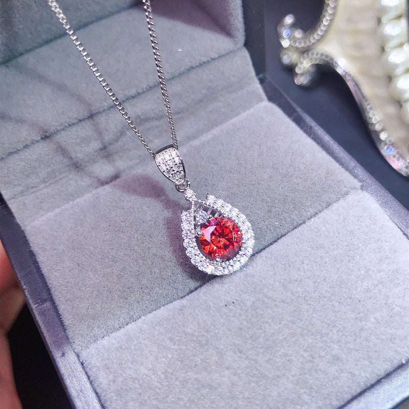 S925 Red Moissan Diamond Pendant