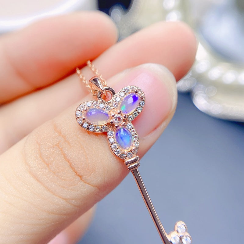 S925 Natural Opal Pendant