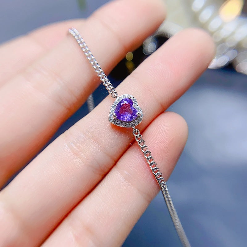 S925 Natural Amethyst Ladies Bracelet 6*6mm