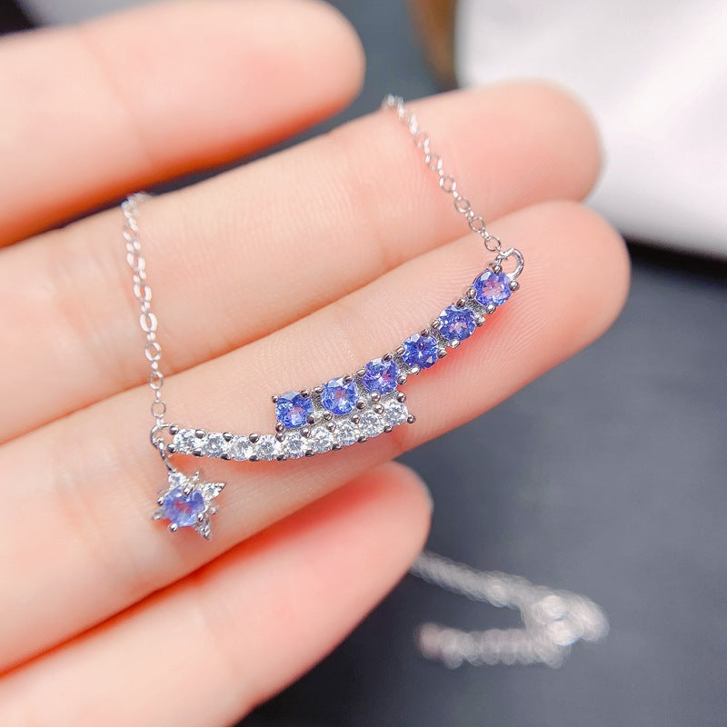 S925 Small Fresh Fashion Natural Tanzanite Evening Gift Necklace