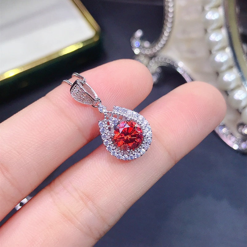 S925 Red Moissan Diamond Pendant
