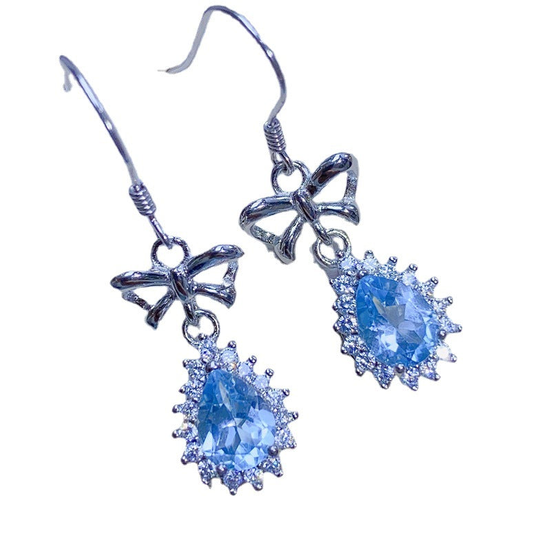 S925 light luxury natural topaz stud earrings earrings