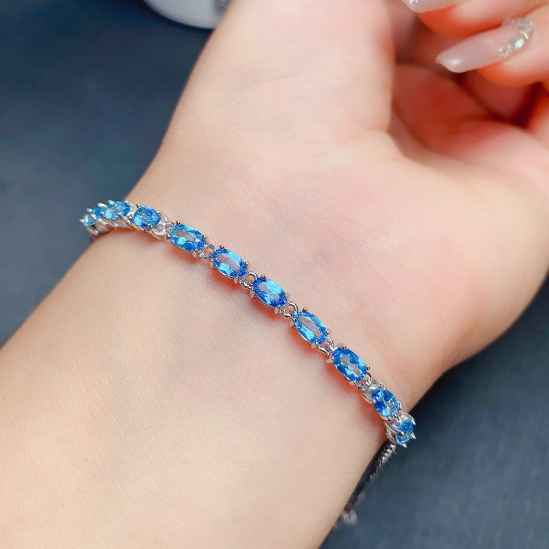 S925 Natural Topaz Bracelet
