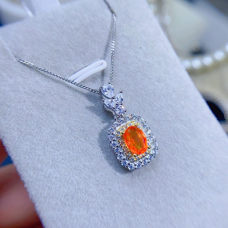 S925 Fashion Natural Fire Opal Pendant