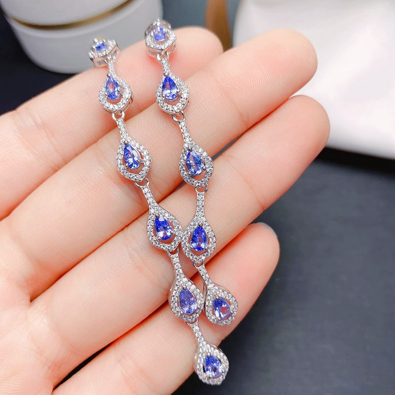 S925 Fashion Natural Tanzanite Evening Necklace