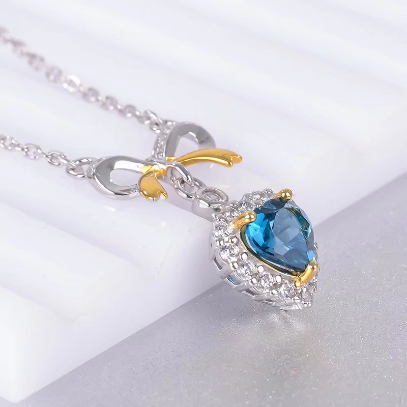 S925 Natural London Blue Chain Pendant