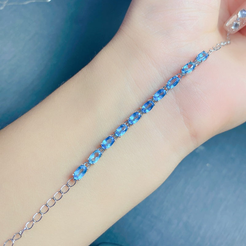 S925 Natural Topaz Bracelet