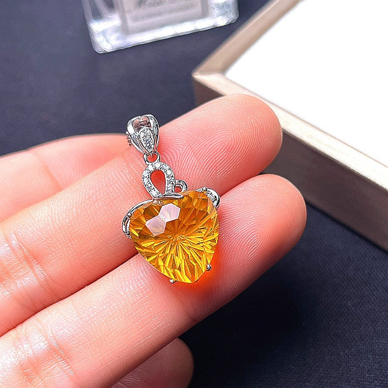 S925 Firework Citrine Pendant