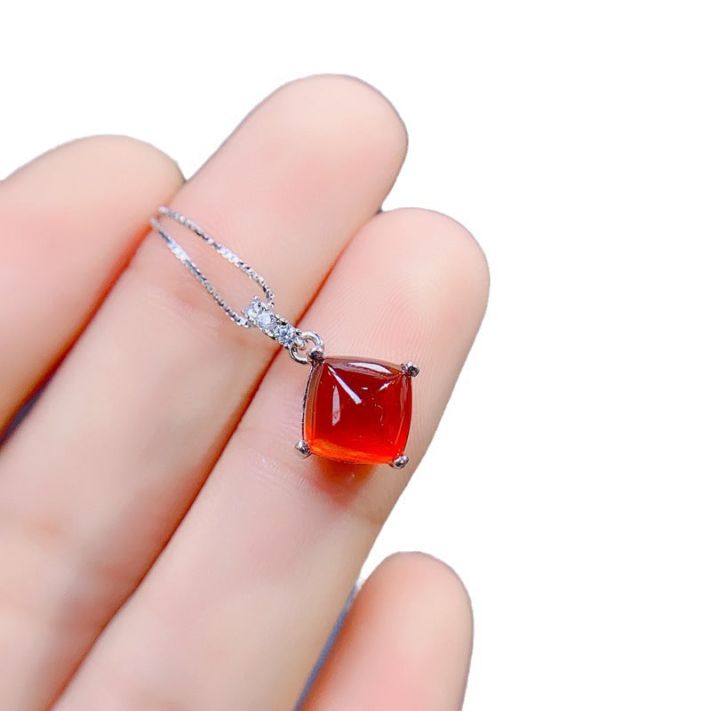 S925 Natural Tantalum Garnet Pendant