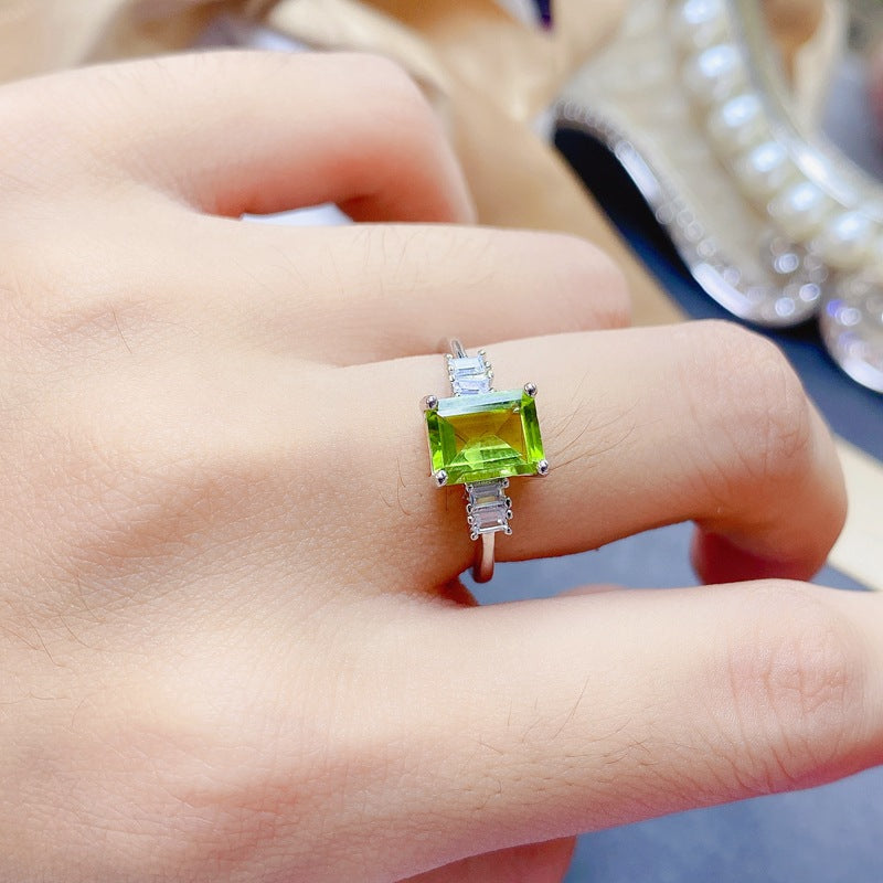 S925 Simplicity Peridot Women's Ring