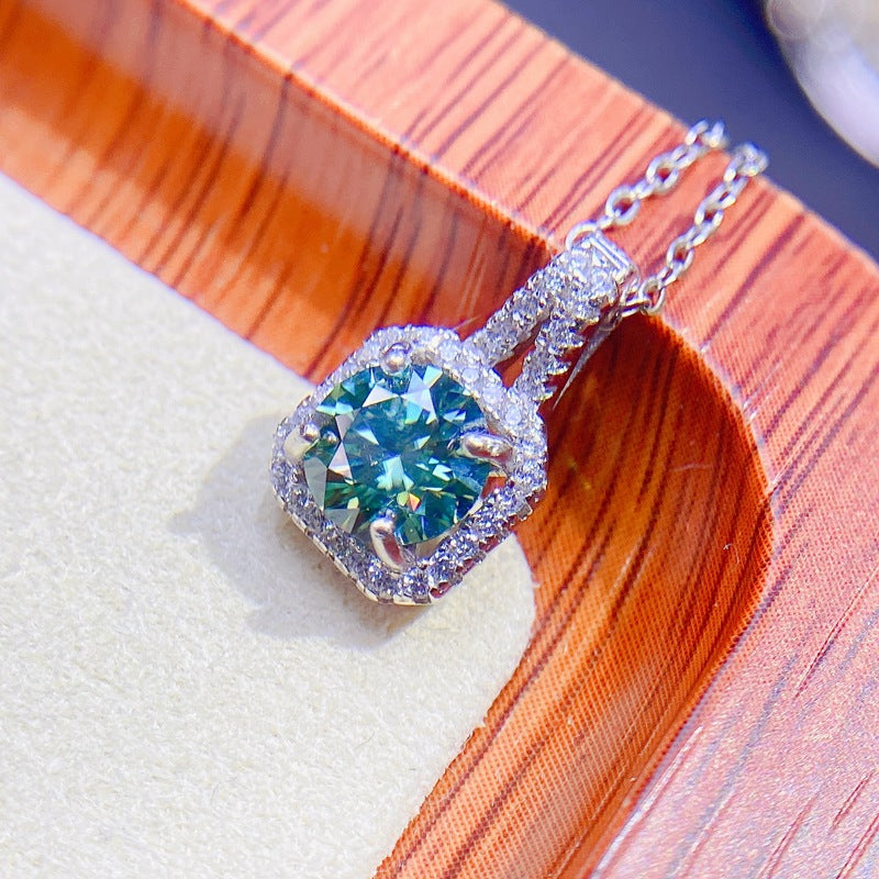 S925 Moissanite Green Pendant Green
