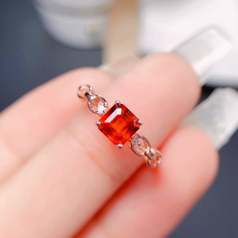 S925 Natural Fanta Garnet Ring