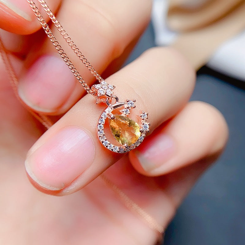 S925 Natural Citrine Pendant 5*7mm Fashion Pendant