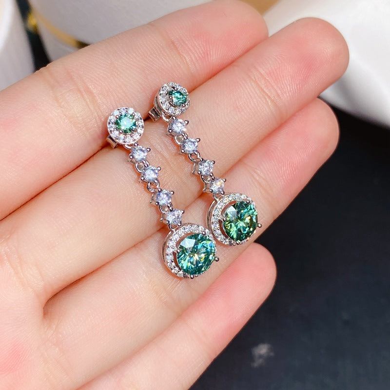S925 American imported moissanite diamond earrings 1 carat fire color flashing