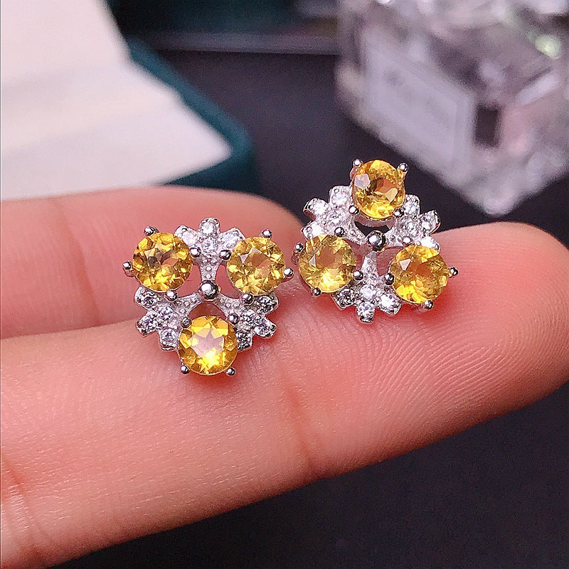 Citrine Earrings 925 Silver with Citrine Women's Earrings