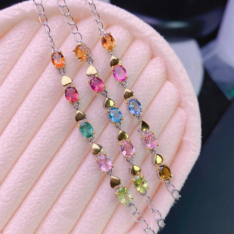 925 Silver Ladies Bracelet Natural Tourmaline