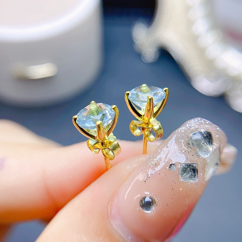 S925 Simple Natural Topaz Earrings