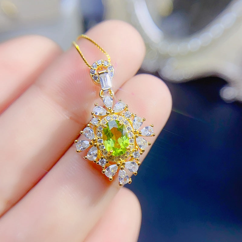 S925 Natural Peridot 5*7mm Peridot Set