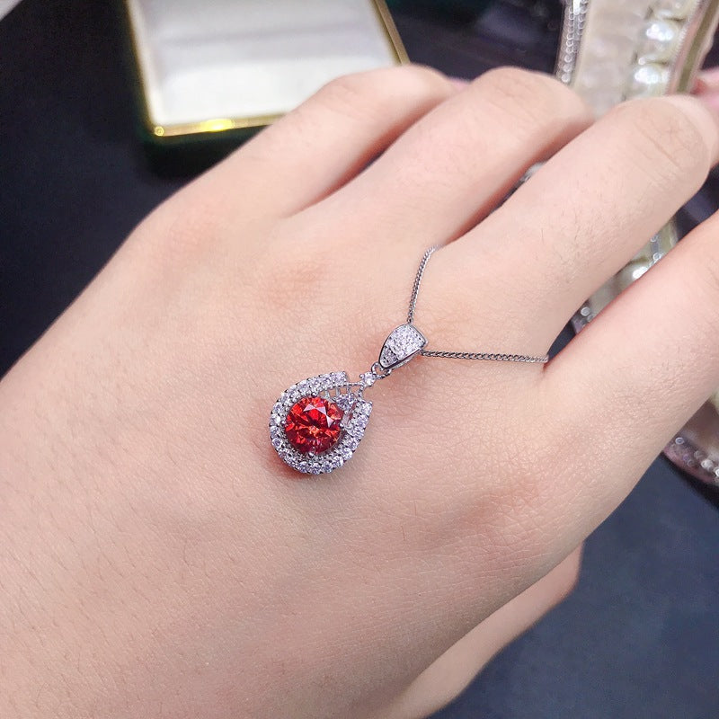 S925 Red Moissan Diamond Pendant
