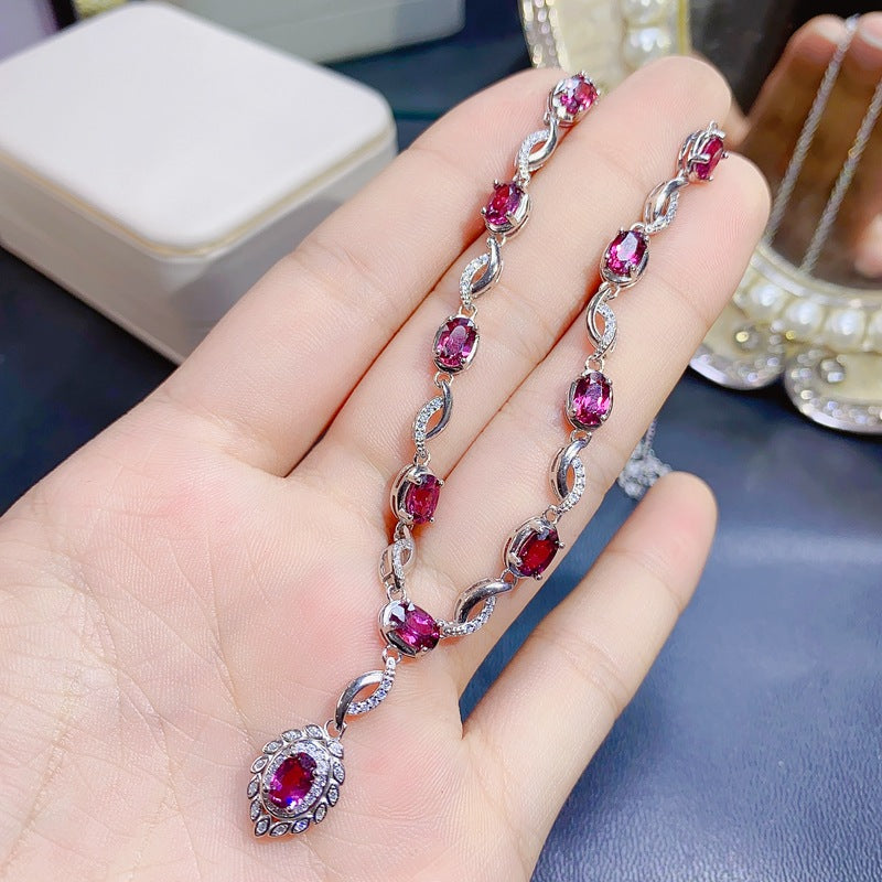 S925 Natural Magnesia Aluminum Garnet Necklace