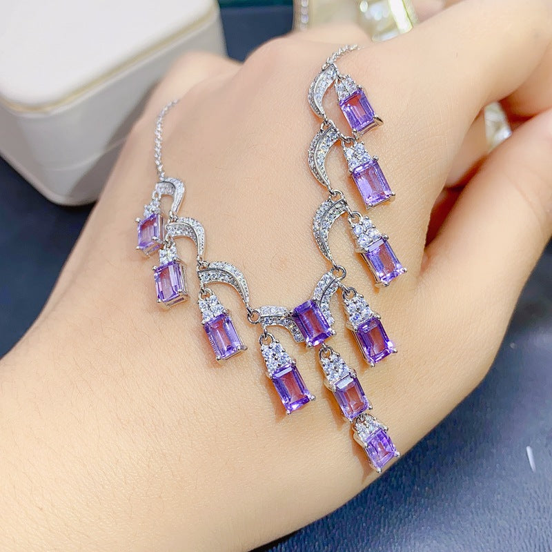 S925 Natural Amethyst Necklace