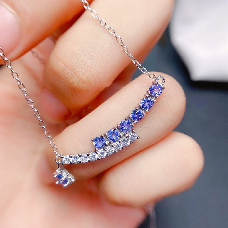 S925 Small Fresh Fashion Natural Tanzanite Evening Gift Necklace