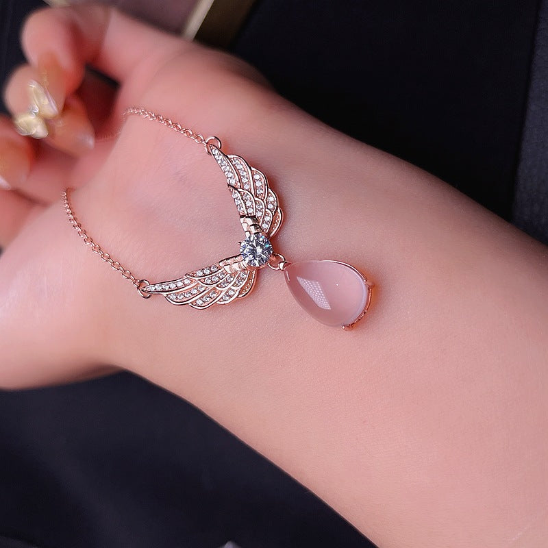 S925 Natural Pink Crystal Pendant