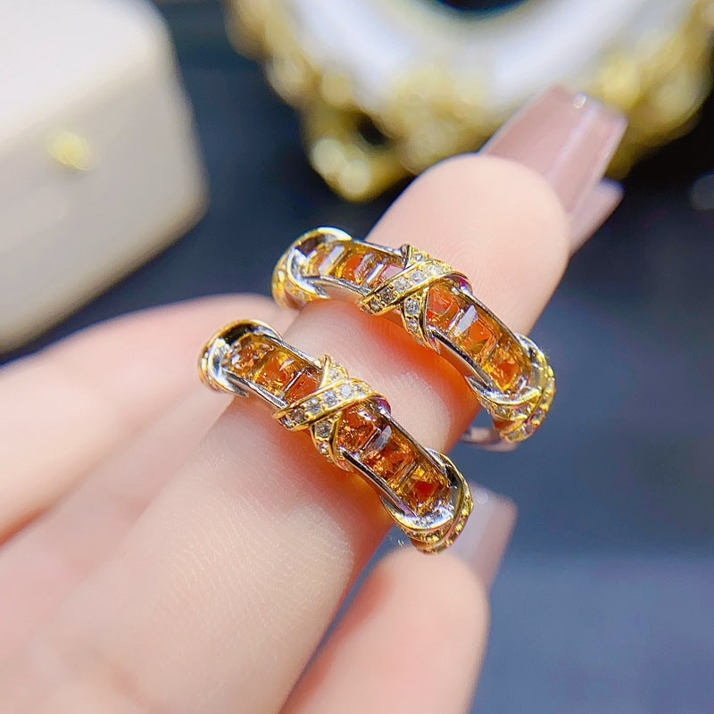 S925 Natural Citrine Ring